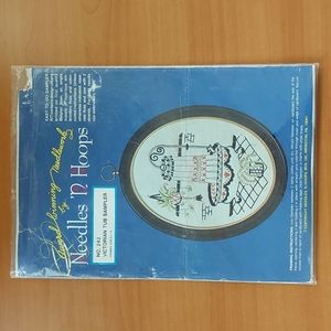 VTG Needles 'N Hoops Crewel Embroidery Kit Set - Victorian Tub & John Samplers